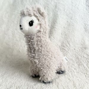 H&M Home Llama Alpaca Beige Gray Fluffy Curly Fur Eyelashes Stuffed Plush 7" Toy